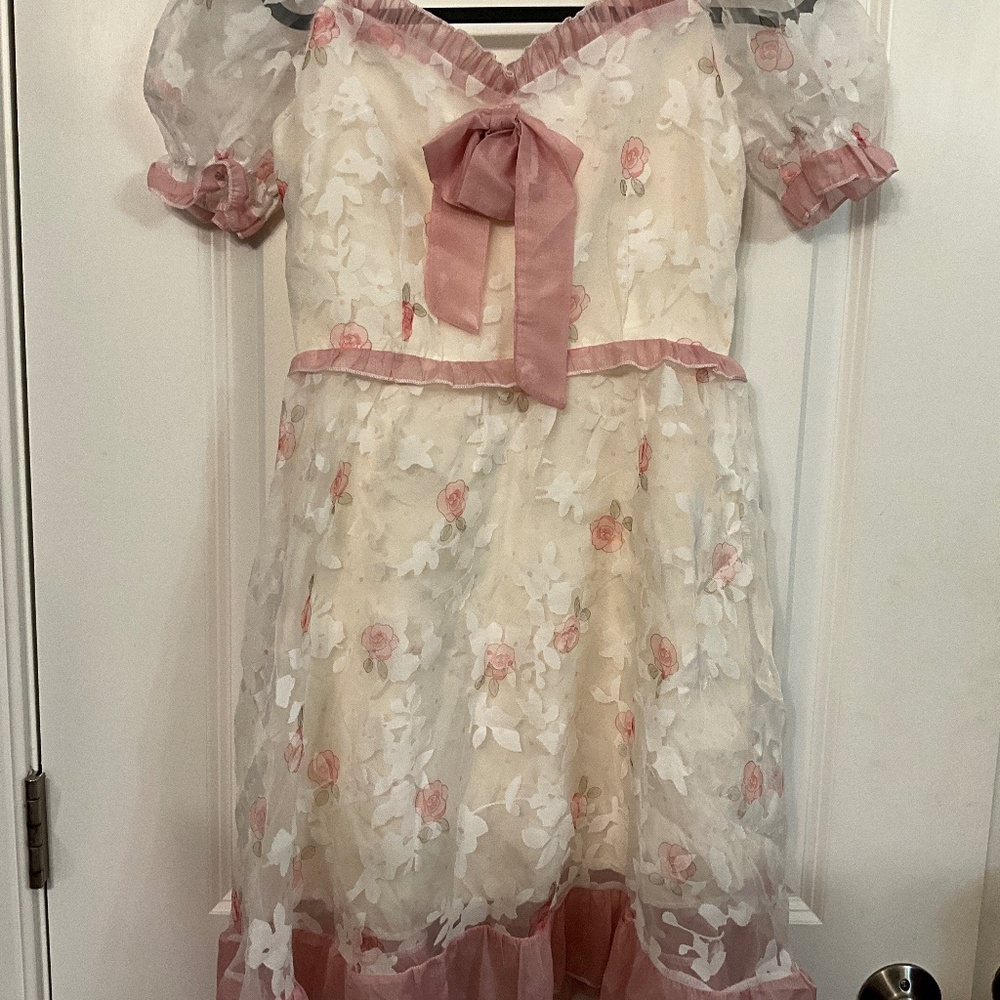 Big girls floral dress with bows size L